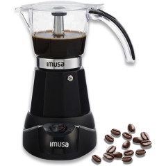 IMUSA Electric Espresso Maker 3 or 6 Cup, Cool-Touch Handle & Base, Cast Aluminum, Black—Ideal for Cuban Coffee