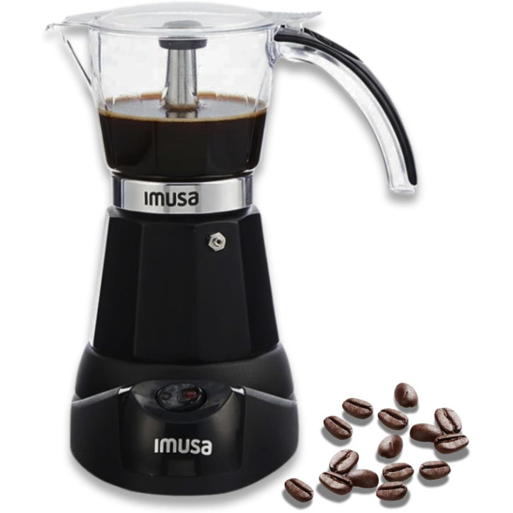 IMUSA Electric Espresso Maker 3 or 6 Cup, Cool-Touch Handle & Base, Cast Aluminum, Black—Ideal for Cuban Coffee IMUSA Electric Espresso Maker 3 or 6 Cup, Cool-Touch Handle & Base, Cast Aluminum, Black—Ideal for Cuban Coffee