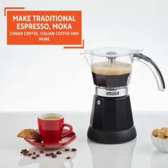 IMUSA 3/6 Cup Electric Espresso Maker - Cool-Touch, Bare Aluminum