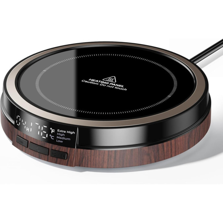 Chauffe-tasse de Bureau 50W Bois avec Minuteur 12H, Arrêt Auto, Chauffe Rapide, Écran Intelligent Chauffe-tasse de Bureau 50W Bois avec Minuteur 12H, Arrêt Auto, Chauffe Rapide, Écran Intelligent