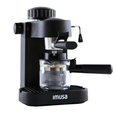 IMUSA 4 Cup Electric Espresso Maker with Milk Frother – Matte Black