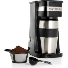 Mixpresso cafetière individuelle avec mug de voyage 14oz, filtre réutilisable, arrêt auto, noir