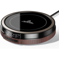 Chauffe-tasse de Bureau 50W Bois avec Minuteur 12H, Arrêt Auto, Chauffe Rapide, Écran Intelligent