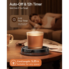 Coffee Mug Warmer 50W with Timer & Auto Shut Off – Wood Smart Display