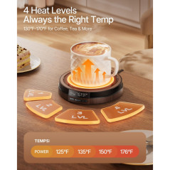 Coffee Mug Warmer 50W with Timer & Auto Shut Off – Wood Smart Display