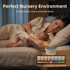 Kipcush White Noise Machine with 30 Soothing Sounds, 8 Color Night Light, Memory Function for Sleep & Relaxation
