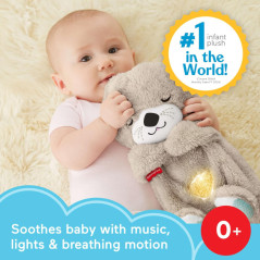 Fisher-Price Soothe 'n Snuggle Otter Plush Sound Machine with Music, Lights & Breathing Motion for Newborns