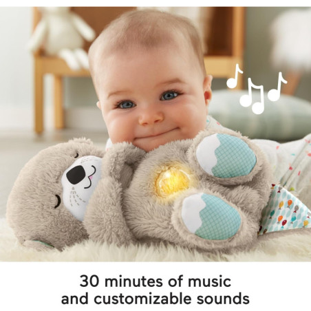 Fisher-Price Soothe 'n Snuggle Otter Plush Sound Machine with Music, Lights & Breathing Motion for Newborns