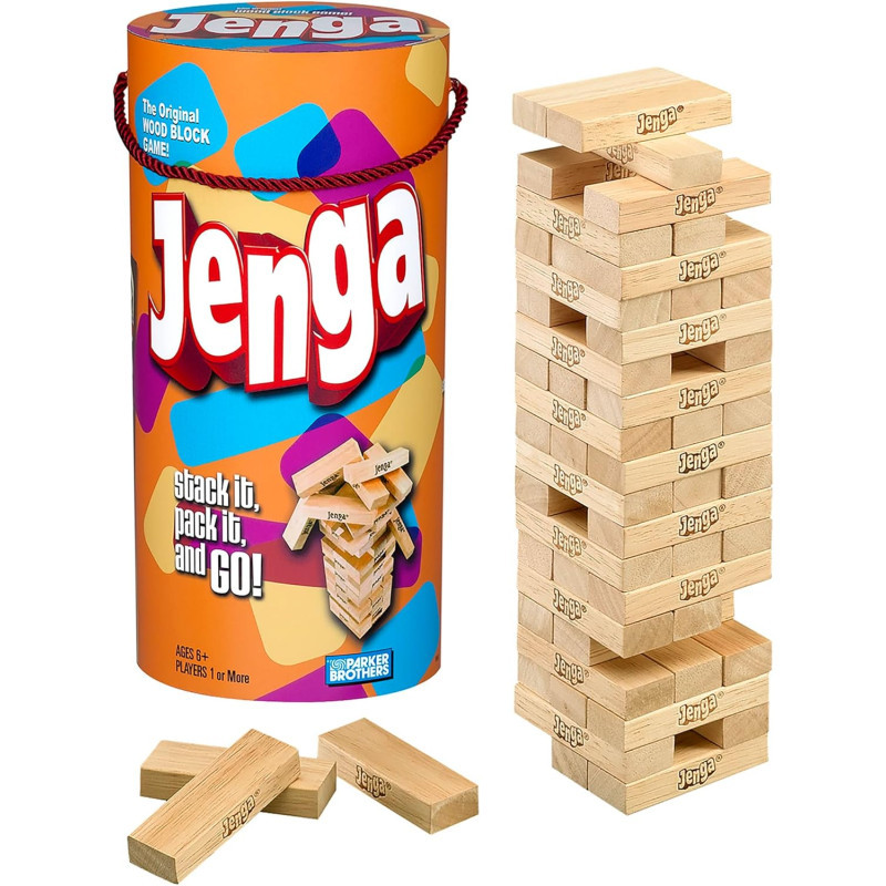 Hasbro Jenga Wooden Tumbling Tower Game - Family Party Fun, Ages 6+