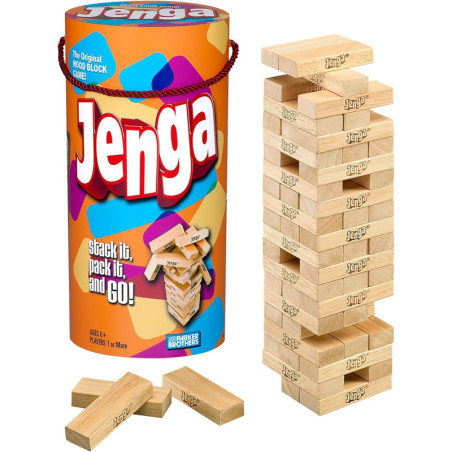 Hasbro Jenga Wooden Tumbling Tower Game - Family Party Fun, Ages 6+