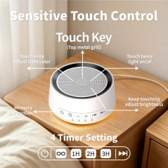 Sound Machine Night Light with 30 Soothing Sounds, 12 Colors, 32 Volume Levels for Baby, Kids & Adults