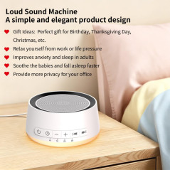 Sound Machine Night Light with 30 Sounds & 12 Colors for Sleep & Travel