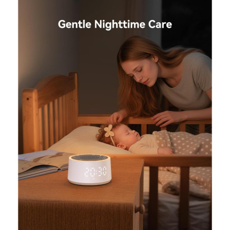 Dreamegg Sound Machine with Nursery Lamp - Soothing Sounds, Timer, Memory, 10-Color Night Light, White