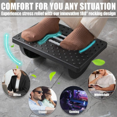Repose-pieds ergonomique CasaZenith avec masseur à rouleaux pour bureau et gaming, noir 33x24x13 cm