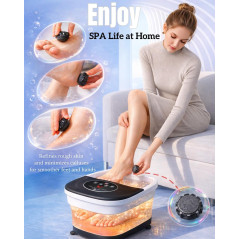Bain de Pieds Chauffant Pliable avec Rouleaux Shiatsu et Minuteur