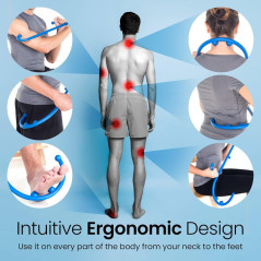 LiBa Deep Tissue Back Neck Massager Theracane – Pain Relief Tool Blue