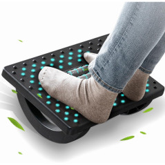 CasaZenith Ergonomic Rocking Foot Rest with Roller Massager - Under Desk Footstool for Office & Gaming, Black
