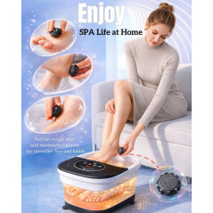 Collapsible Heated Foot Spa with 8 Shiatsu Rollers & Timer - Black
