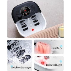 Collapsible Heated Foot Spa with 8 Shiatsu Rollers & Timer - Black