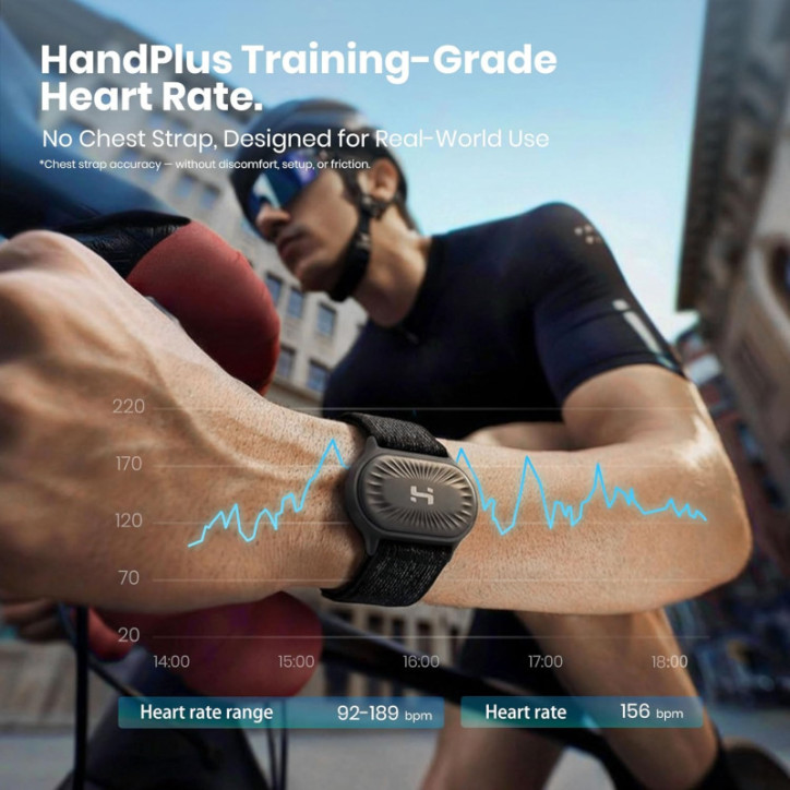 HandPlus Moniteur de Fréquence Cardiaque avec Bracelet, Tracker Fitness Optique Avancé, Alerte Vibration, Bluetooth & ANT+