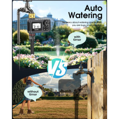 Automatic Water Timer for Garden Hose with Rain Delay & Manual Mode