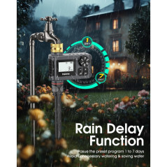 Automatic Water Timer for Garden Hose with Rain Delay & Manual Mode