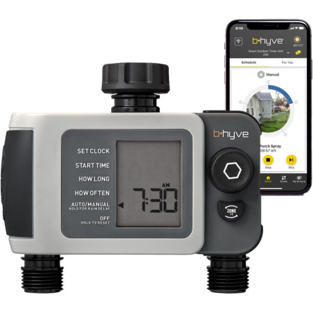 Orbit B-hyve XD 2-Port Smart Hose Timer - Dual Outlet, App & Bluetooth Control, Weatherproof, Battery Powered