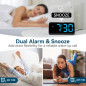 Réveil numérique silencieux avec double alarme, grands chiffres, 5 niveaux de luminosité, 4 volumes, snooze Réveil numérique silencieux avec double alarme, grands chiffres, 5 niveaux de luminosité, 4 volumes, snooze