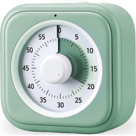 Minuteur Visuel 60 Min Silencieux Vert pour Enfants - Outil Gestion Temps École, Maison, Cuisine