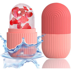 XHJRI Pink Ice Cube Roller Massager for Face, Eyes & Neck – De-Puff, Reduce Migraine, Reusable Silicone
