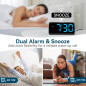Digital Alarm Clock for Bedrooms, Loud Dual Alarms, Bold Digits, 5 Dimmers, 4 Volumes, Snooze, Plug-in