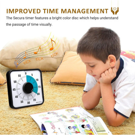 Secura 60-Minute Visual Countdown Timer - Oversize Blue Kitchen Timer