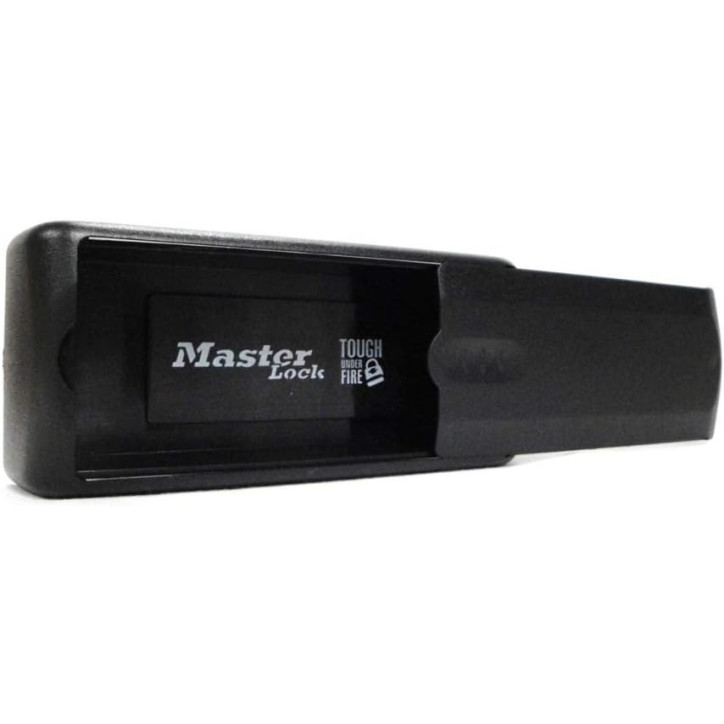 Master Lock Boîte à Clés Magnétique Noire 207D, Cache Clés 1-2 Clés, Fixation Acier, Couvercle Coulissant