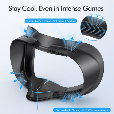 Face Pad for Meta Quest 3S – Sweat-Proof PU Leather Foam Cushion Replacement VR Face Cover, Black