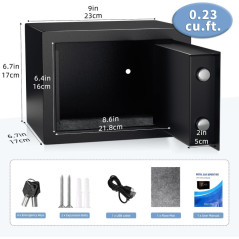 Digital Electronic Money Safe with Keypad – Steel Lock Box 0.23 Cu Ft