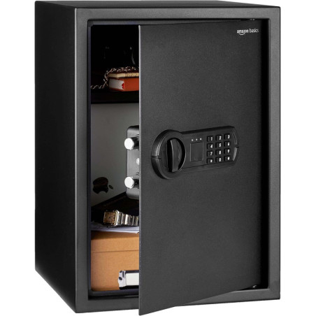 Amazon Basics Steel Home Security Safe Box, Electronic Keypad, 1.8 Cu Ft, Black, 13.8W x 13D x 19.7H