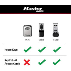 Master Lock 5423EC Wall Mount Key Lock Box – Push Button, 5 Key Capacity