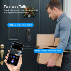 Orbitell 1080p Wireless Video Doorbell Camera with Two-Way Audio, Night Vision, AI Motion Detection, Cloud Storage