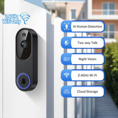 Orbitell 1080p Wi-Fi Video Doorbell with Two-Way Audio & AI Motion