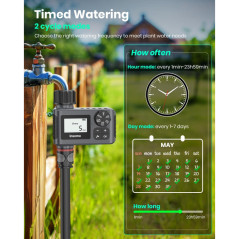 Programmable Outdoor Garden Hose Faucet Timer with Rain Delay, Manual/Automatic Drip Irrigation & Lawn Watering, 1 Outlet
