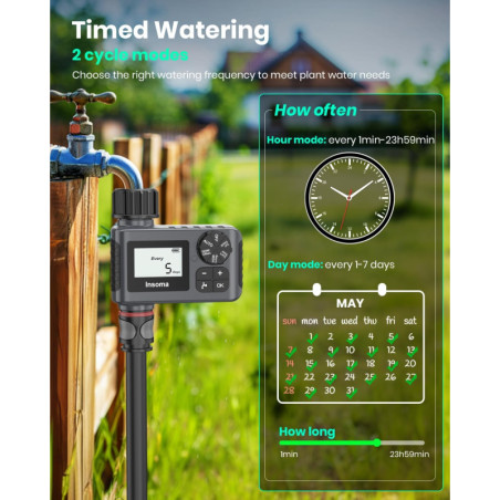 Programmable Outdoor Garden Hose Faucet Timer with Rain Delay, Manual/Automatic Drip Irrigation & Lawn Watering, 1 Outlet