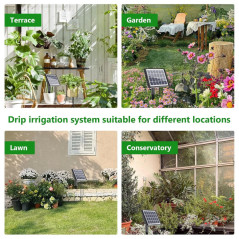 49FT Solar Drip Irrigation Kit for 15 Pots | Auto Watering & Timer