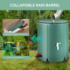 53-Gallon Collapsible Rain Barrel Water Storage Tank with Spigots, Filter & Overflow Kits for Rainwater Collection