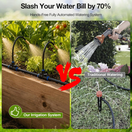 Système d'Irrigation Pro-Series 200FT avec 32 buses cuivre 360°, kit pulvérisateur anti-fuite rapide pour jardin