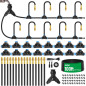 MIXC 1/4 100Ft Drip Irrigation Kit with 16 Adjustable Brass Nozzles & Bendable Rod for Garden & Lawn