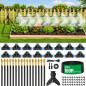 MIXC 1/4 100Ft Drip Irrigation Kit with 16 Adjustable Brass Nozzles & Bendable Rod for Garden & Lawn