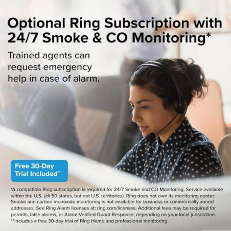 Kidde Smart Smoke & CO Detector with Ring, Battery-Powered AA, Model RGCUDR-RW