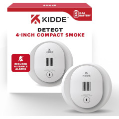Kidde 10SDR Compact Smoke Detector, Battery-Powered, 4-Inch, LED Status Lights, 85 dB Alarm for Homes