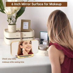Réveil Miroir Digital Peakeep Slim LED Doré pour Bureau et Chambre