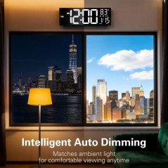 JALL 16 RGB Digital Wall Clock with Bluetooth, Temperature & Dual Alarm